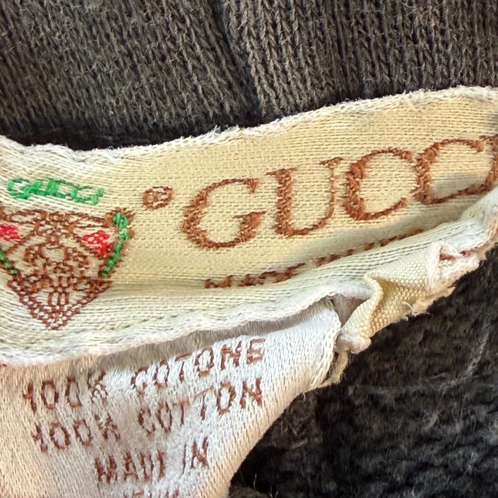 A+ Vintage Authentic Gucci Sweatpants Mens Gray Cotton Joggers Made in Italy
